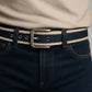 Premium Striped Reversible Leather-Fabric Belt
