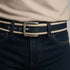 Premium Striped Reversible Leather-Fabric Belt