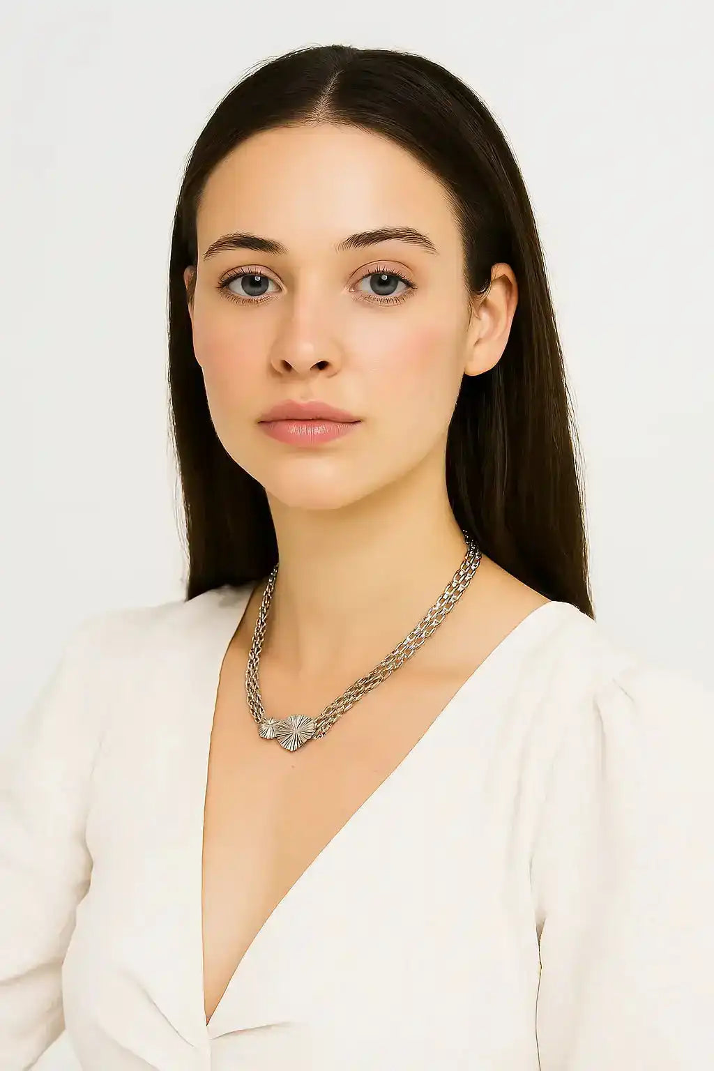 Double Chain Floral Pendant Necklace Design