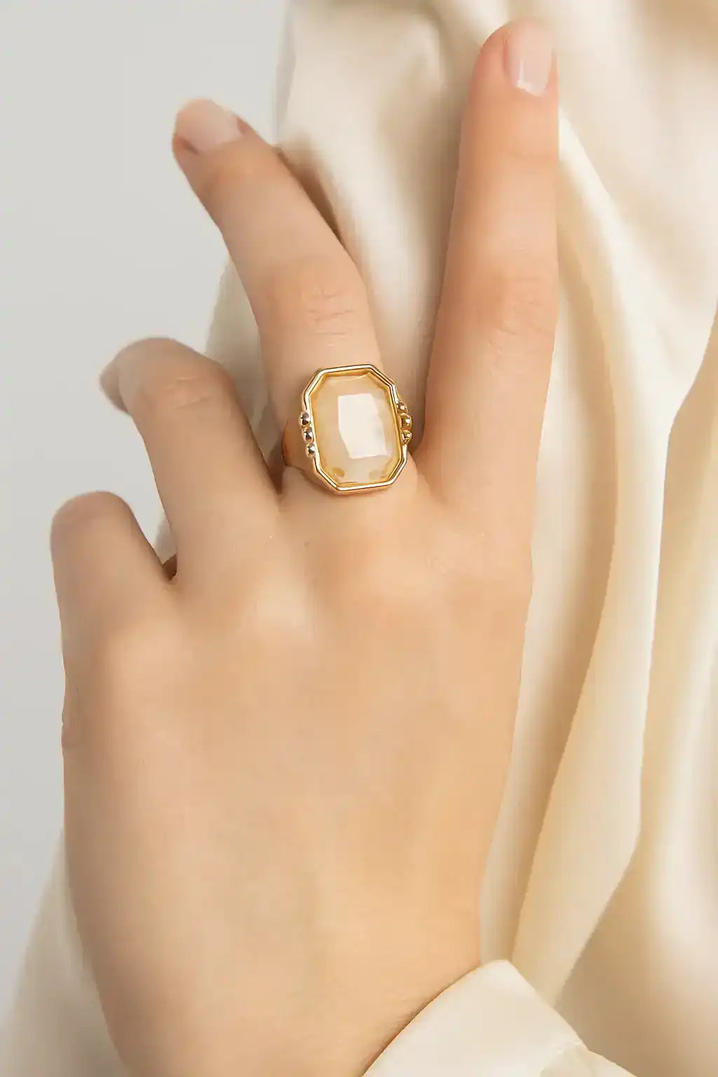 Statement Ring with Rectangular Stone Accent