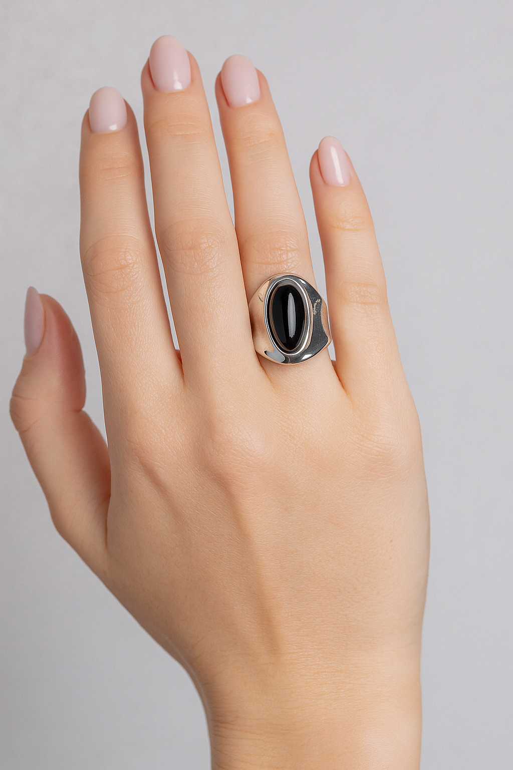 Statement Ring with Black Stone Accent