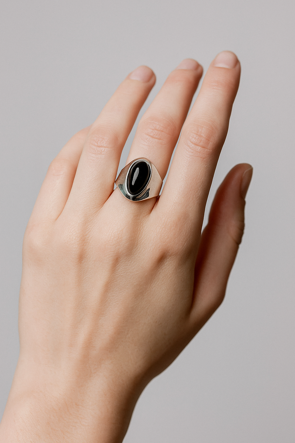 Statement Ring with Black Stone Accent