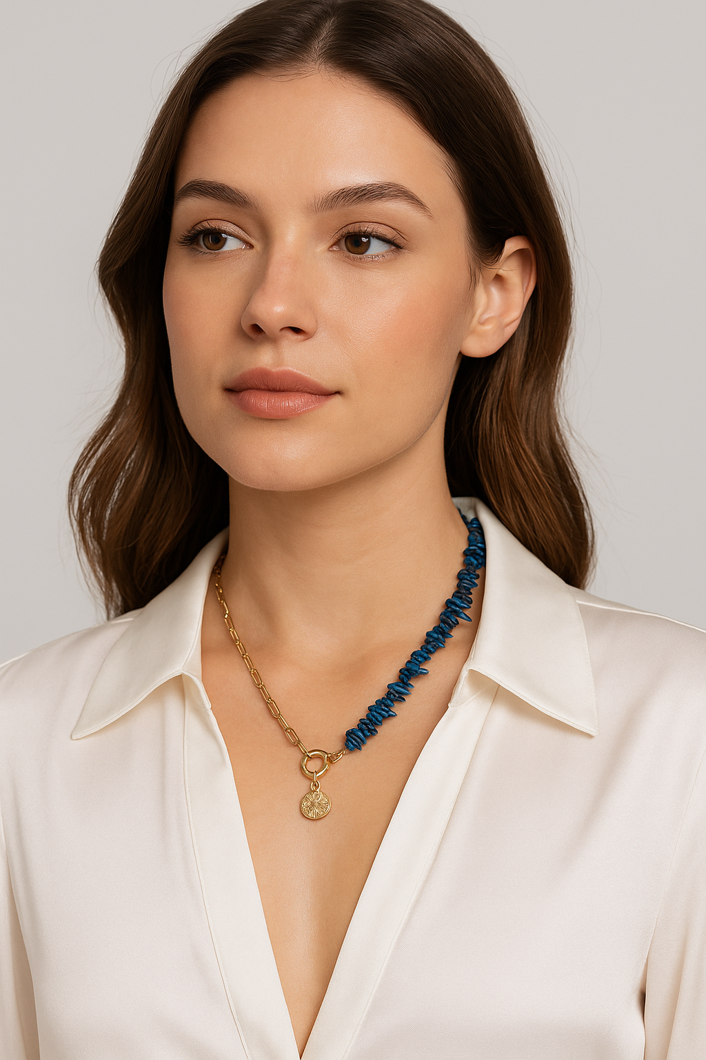 Modern Asymmetrical Beaded Pendant Necklace