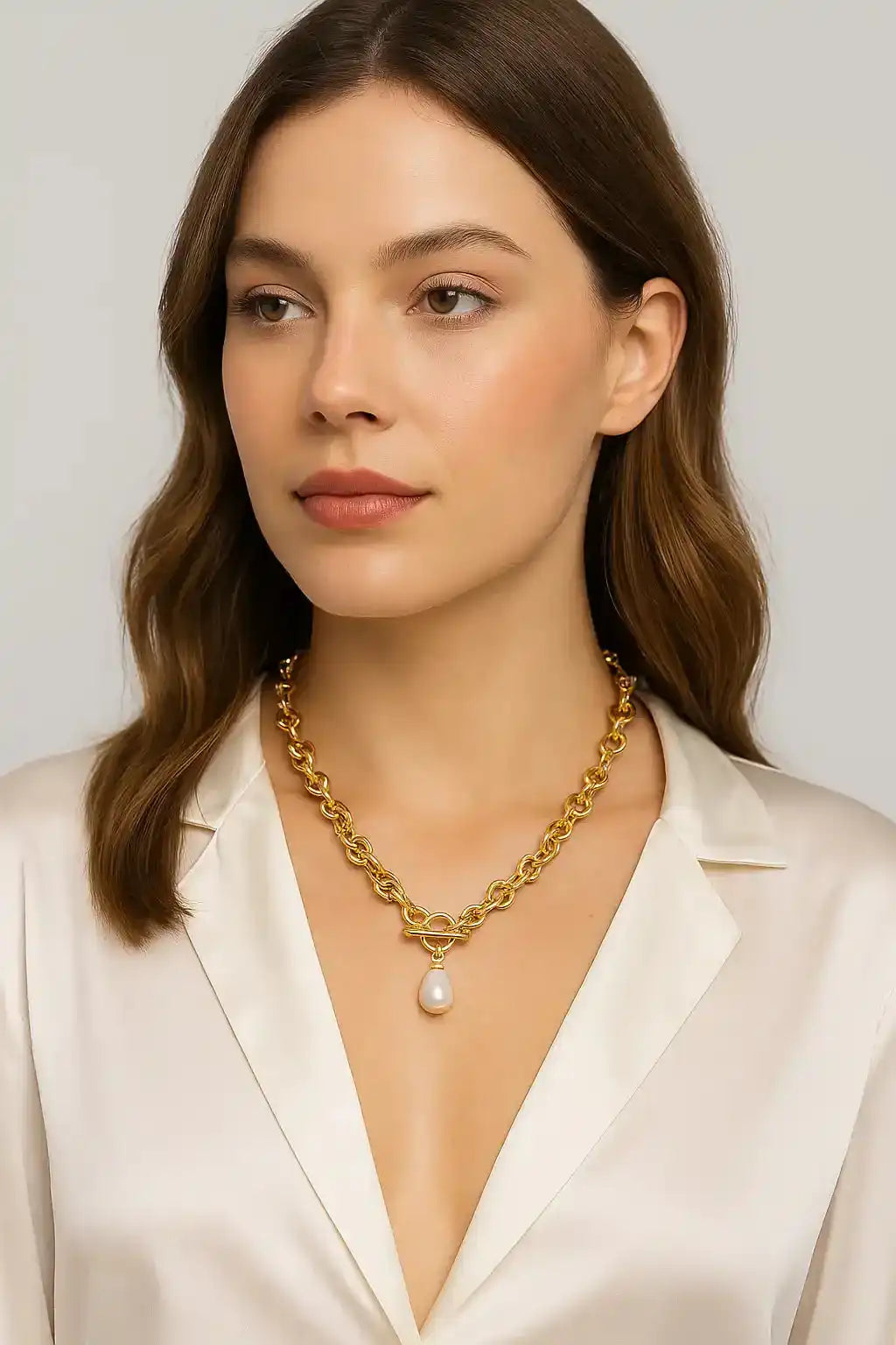 Delicate Chain Necklace with Pearl Pendant