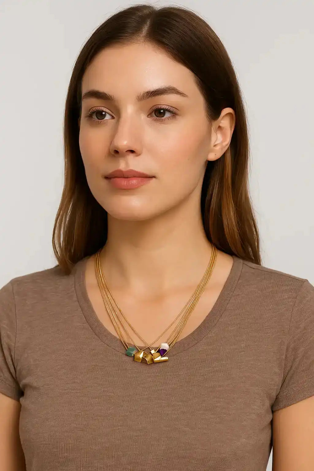 Layered Geometric Bead Necklace Design