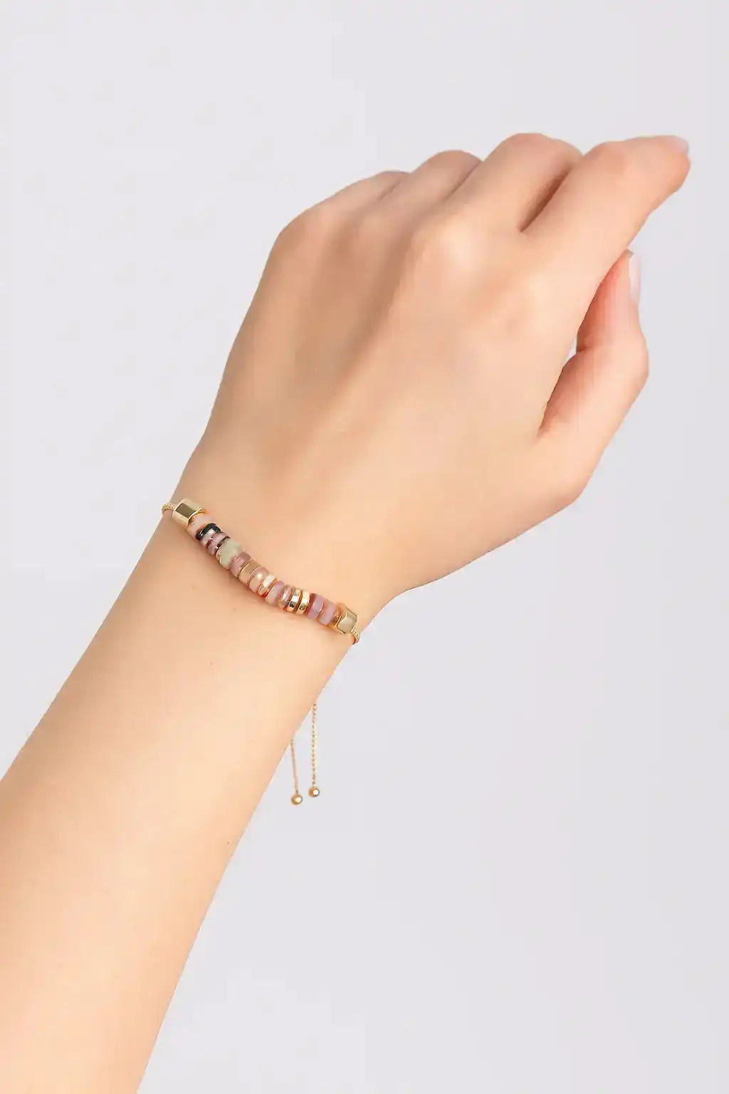 Adjustable Beaded Bracelet with Stone Accents