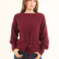 Chunky Knit Pullover with Lace-Up Corset Waist