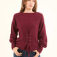 Chunky Knit Pullover with Lace-Up Corset Waist