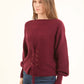 Chunky Knit Pullover with Lace-Up Corset Waist