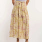 Dalydress women's floral yellow wrap skirt with purple tank top and sandals
