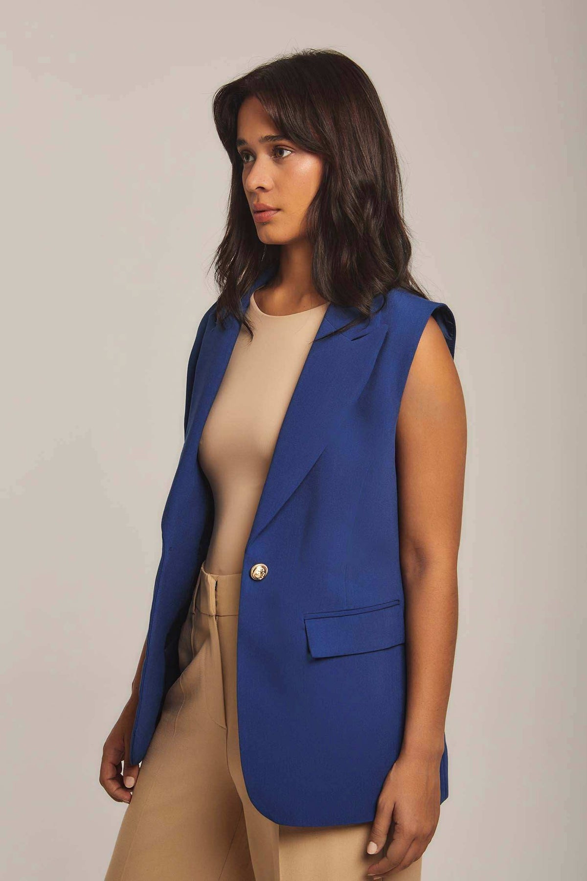 Women Regular Fit Vest - Blue