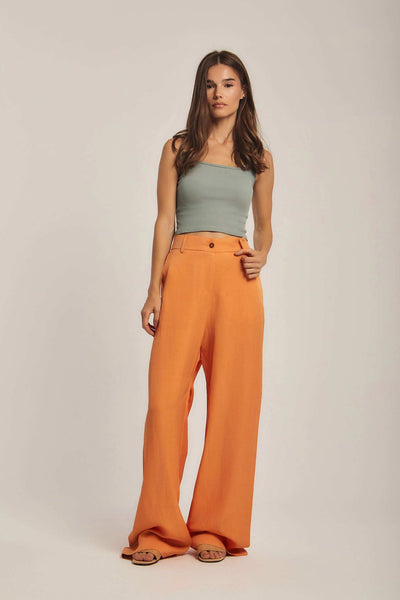 Women Regular Fit Pant - Copper Orange