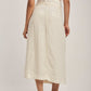 Dalydress women's cream striped midi skirt with high waist, back view, casual fashion