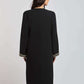 Dalydress women's black long-sleeve coat with gold-trimmed cuffs, back view