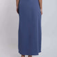 Dalydress women’s blue maxi skirt with belt, back view, casual urban style