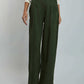 Dalydress women's wide-leg green pants paired with a white blouse, urban casual style