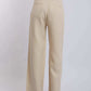 Dalydress women's beige wide-leg pants with back welt pockets, styled on model