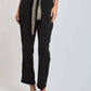 Dalydress women's black high-waist pants with patterned belt and beige sandals