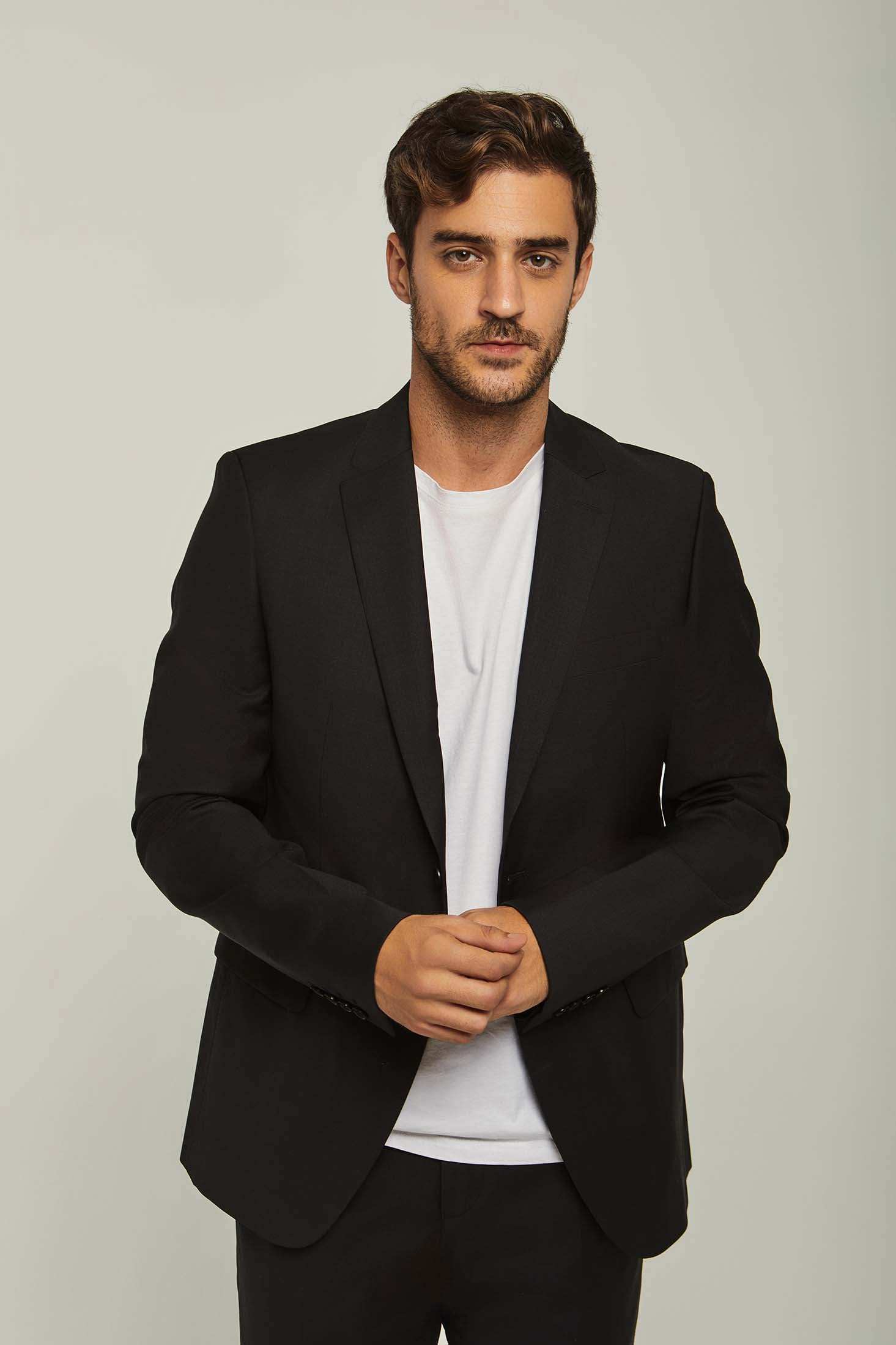 Men Regular Fit Blazer - Black