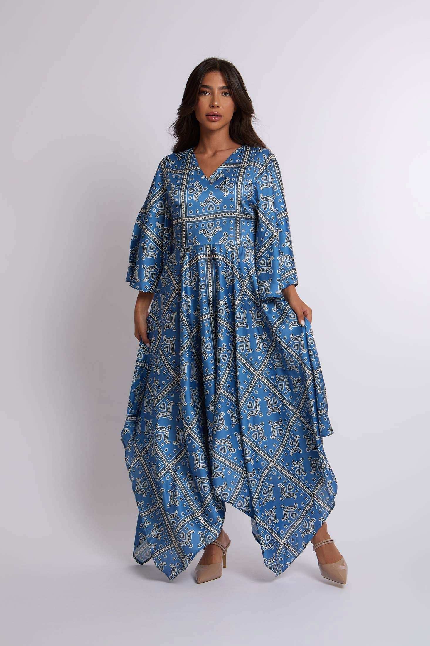 Women Regular Fit Dress - Printed Blue