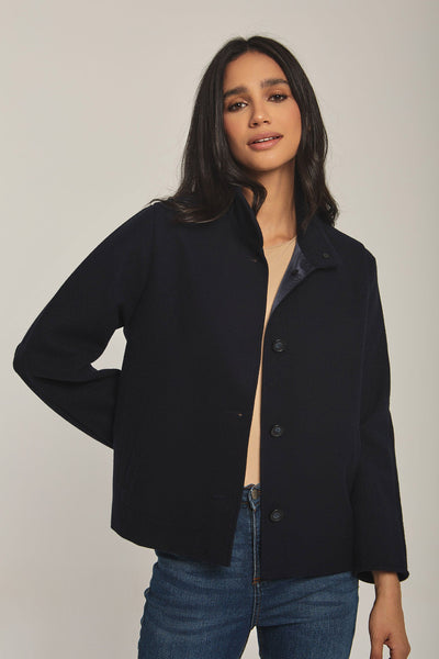 Women Regular Fit Jacket - Navy