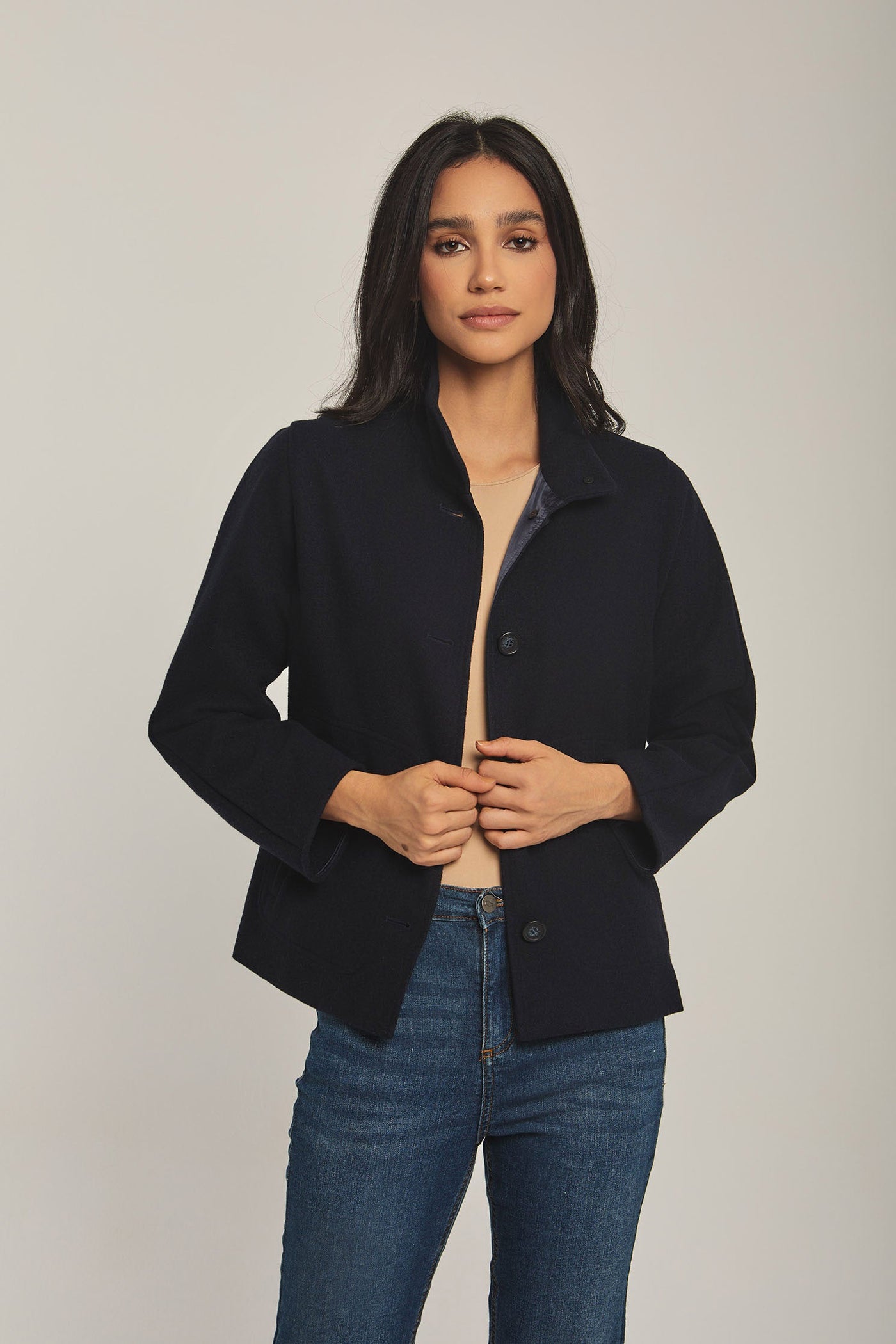 Women Regular Fit Jacket - Navy