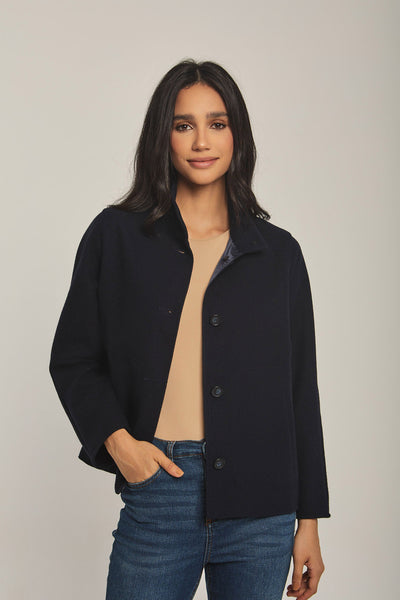 Women Regular Fit Jacket - Navy