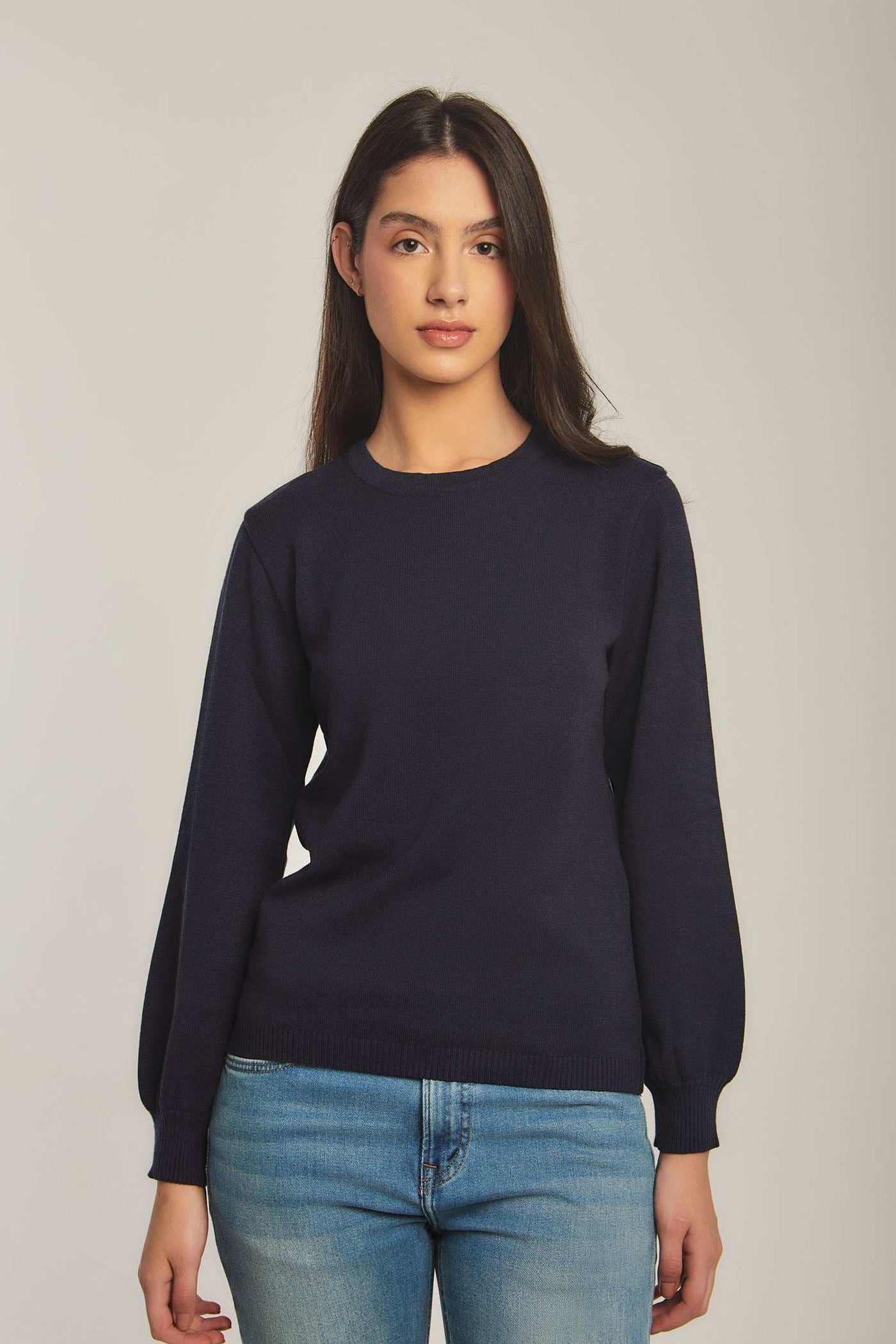 Women Regular Fit Pullover - Navy