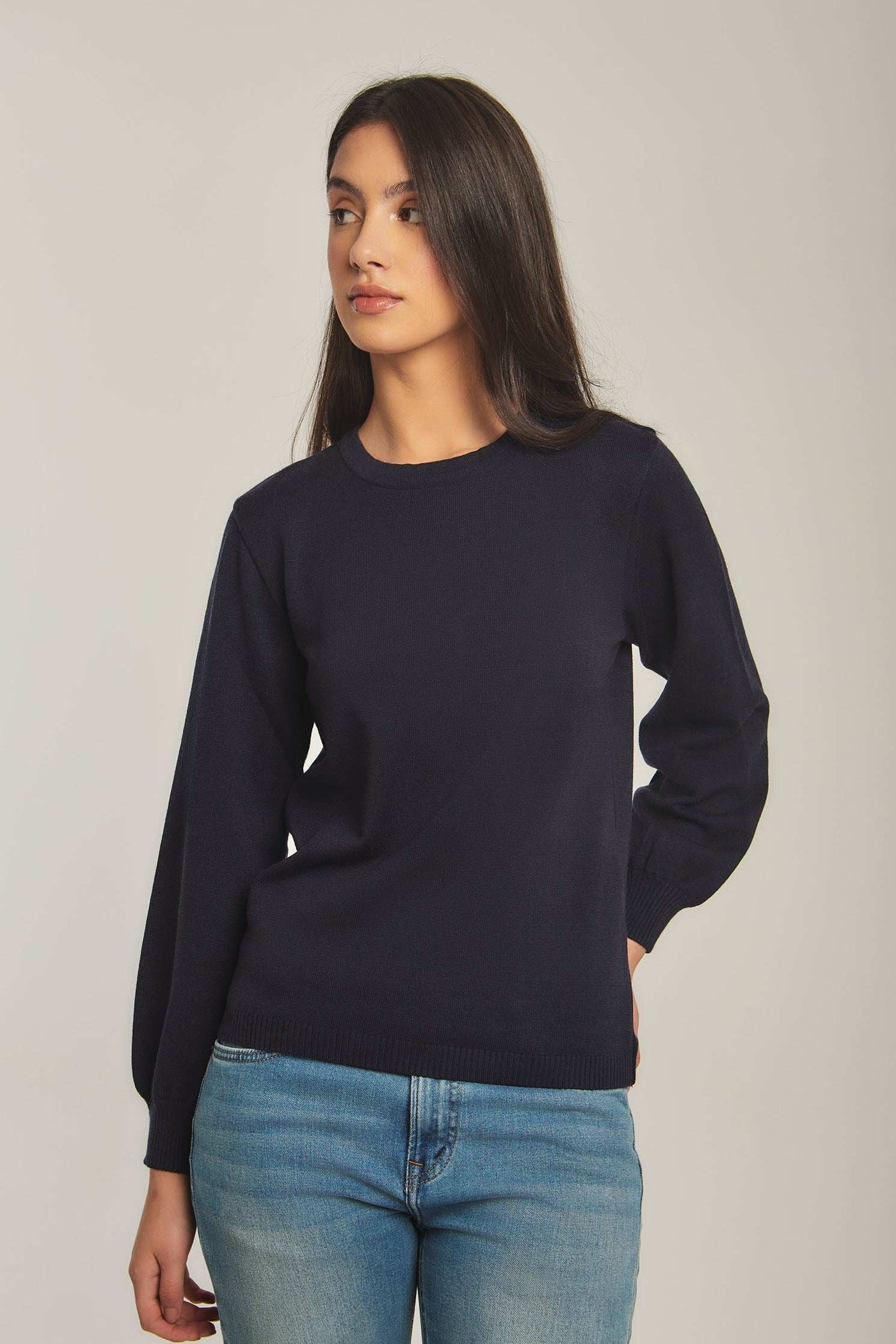 Women Regular Fit Pullover - Navy