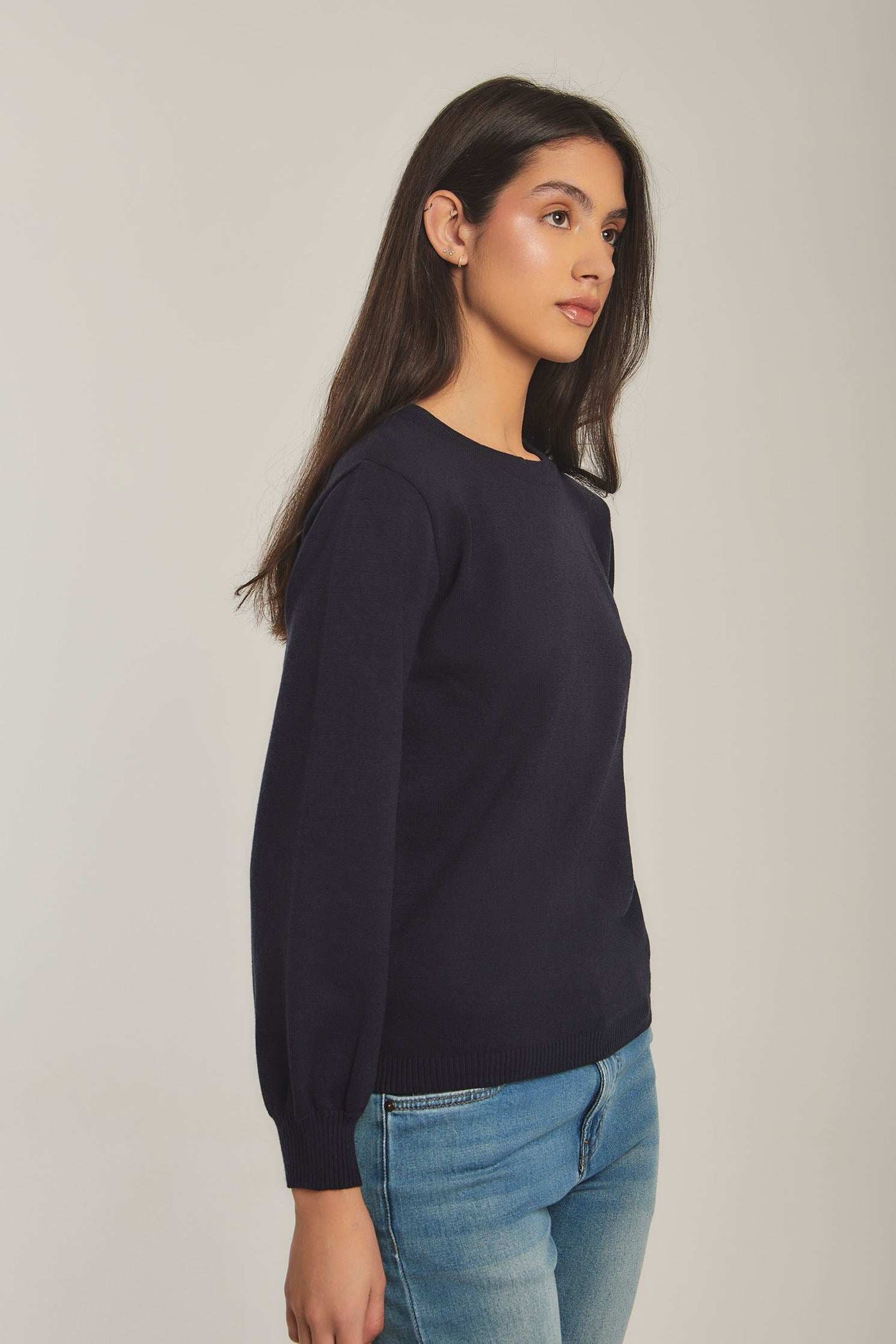 Women Regular Fit Pullover - Navy