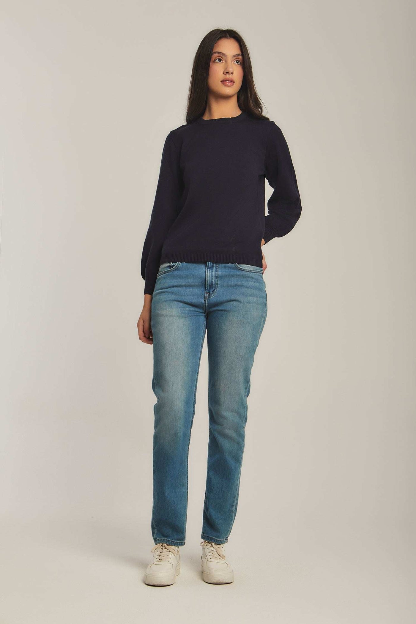 Women Regular Fit Pullover - Navy