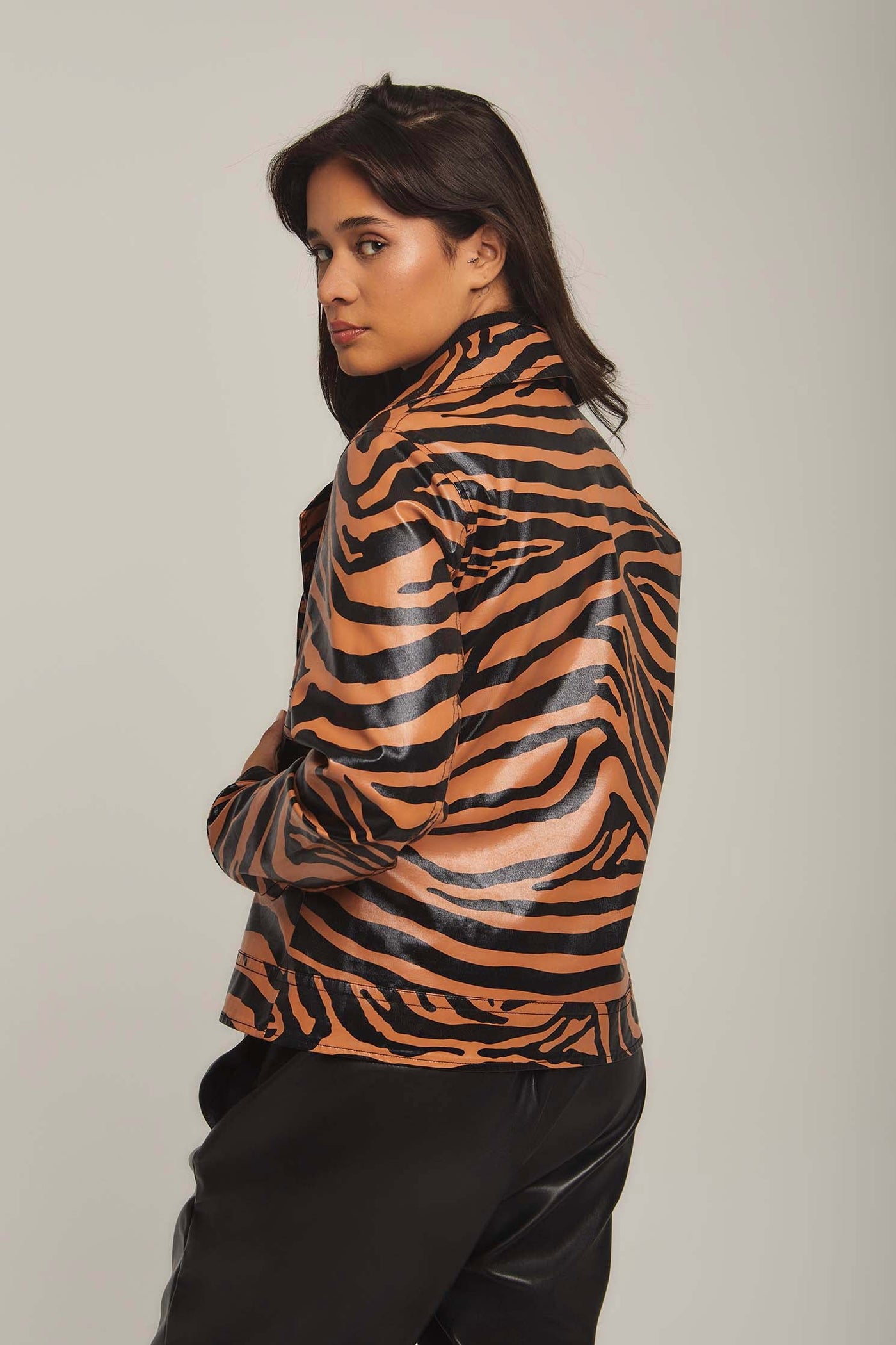 Women Regular Fit Jacket - Zebra Print