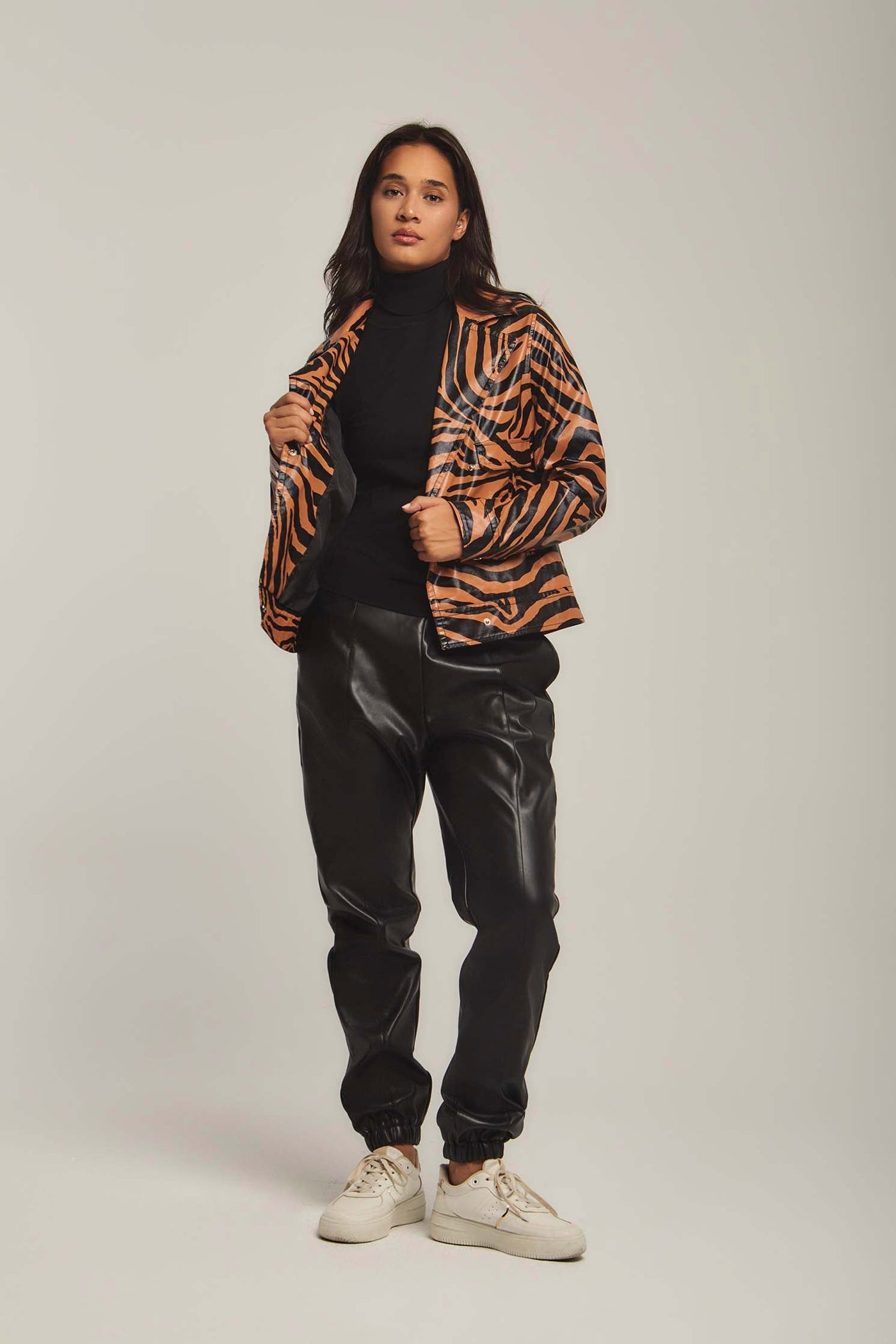 Women Regular Fit Jacket - Zebra Print