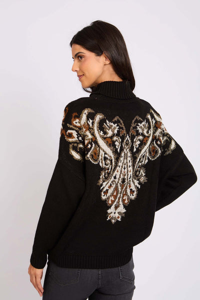 Women Jacquard Pullover - Black