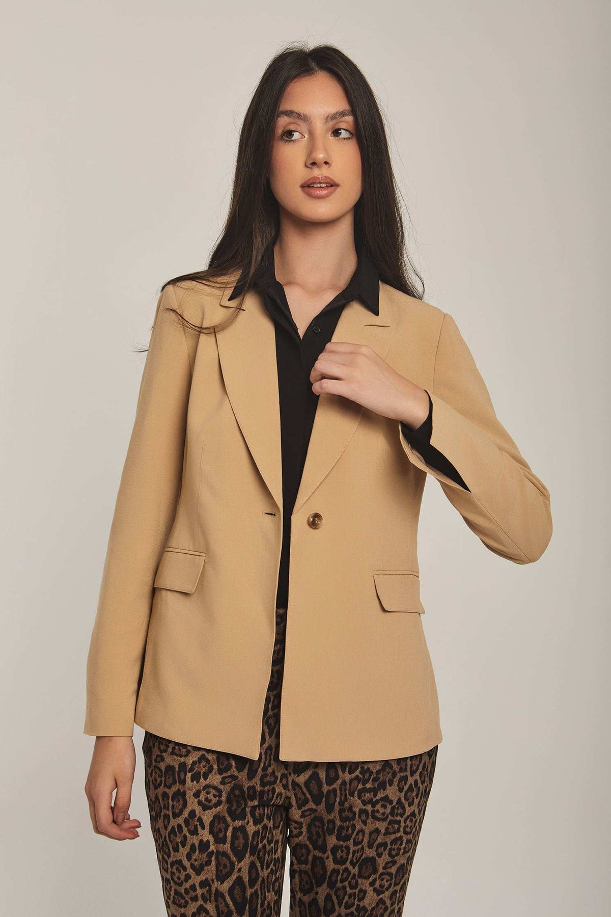 Women Regular Fit Blazer - Beige