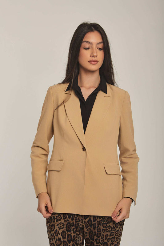 Women Regular Fit Blazer - Beige