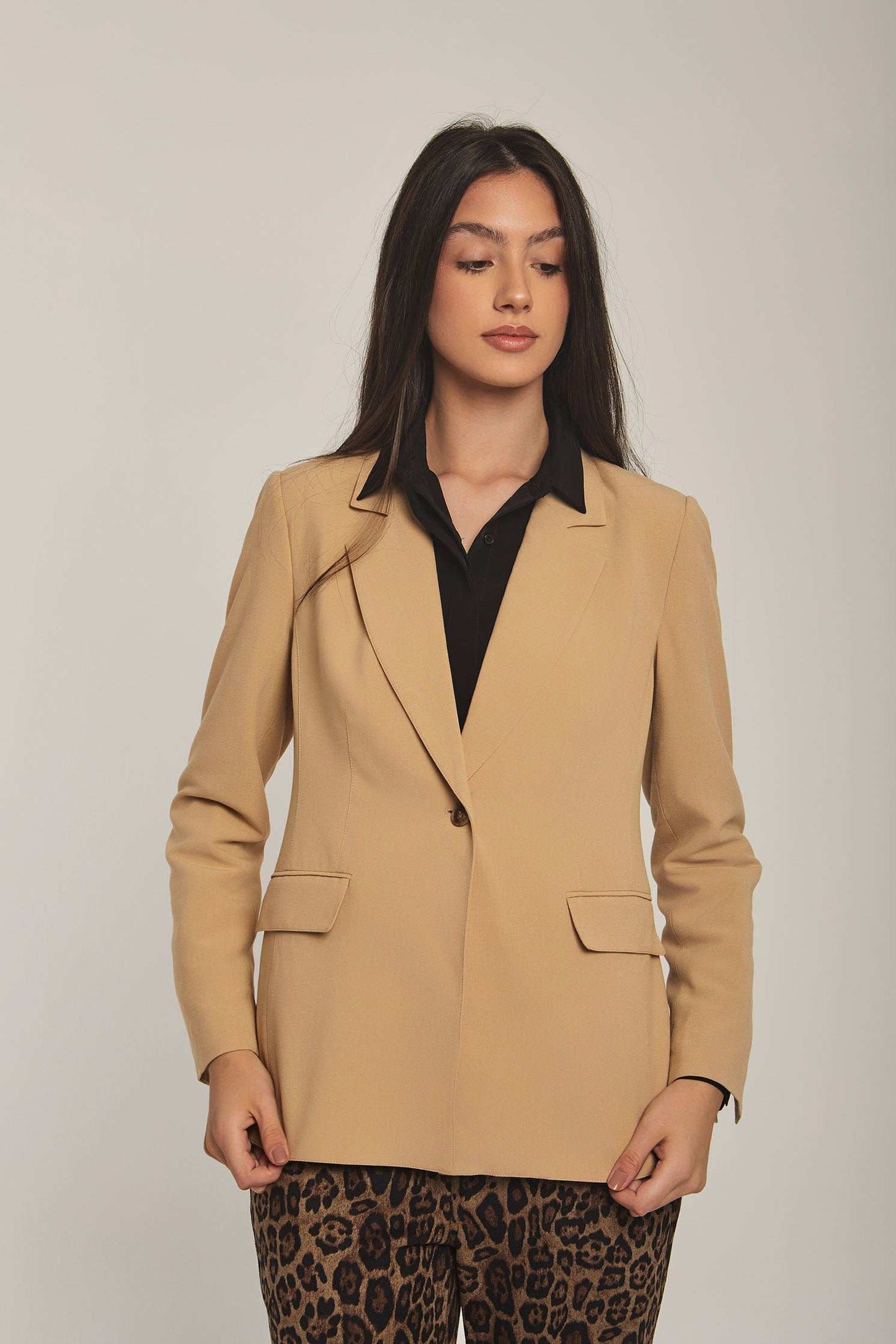 Women Regular Fit Blazer - Beige