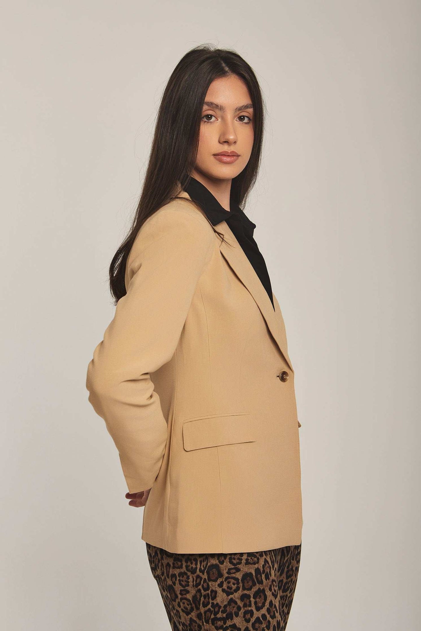 Women Regular Fit Blazer - Beige