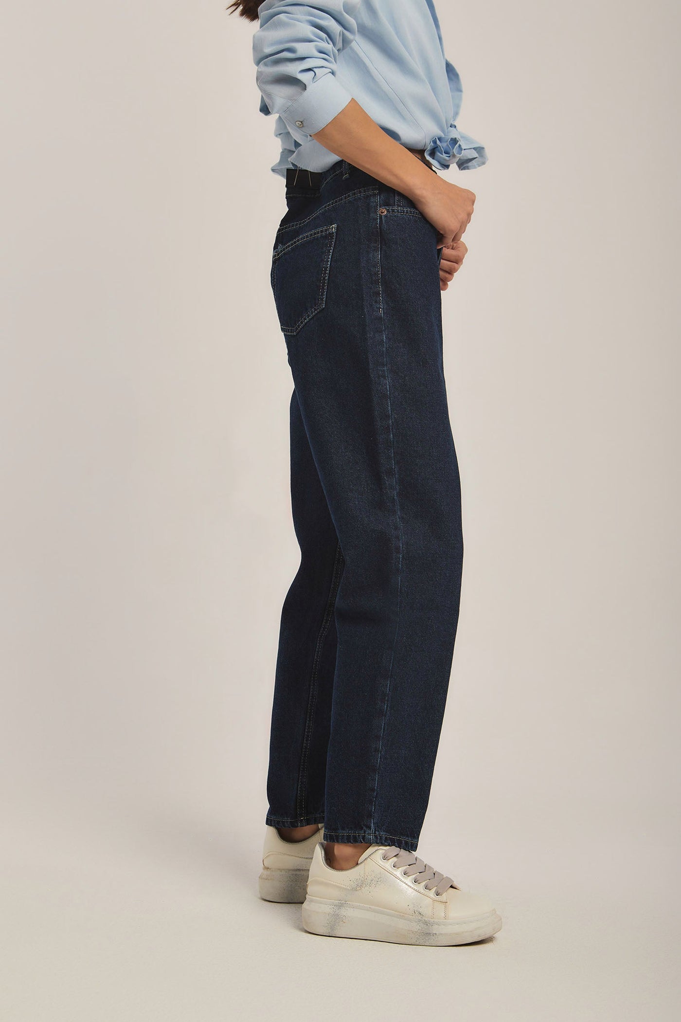 Women Boyfriend Denim - Dark Blue