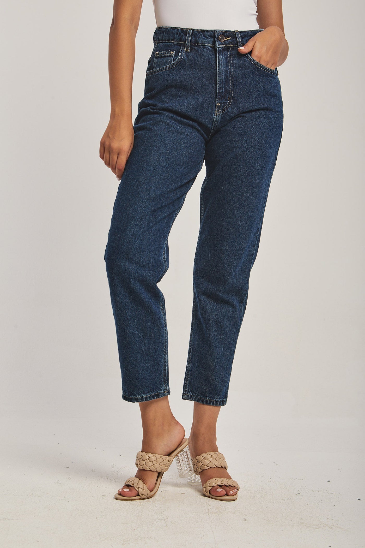 Women Boyfriend Denim - Medium Wash