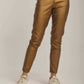 Women Pants Coated Skinny Gold