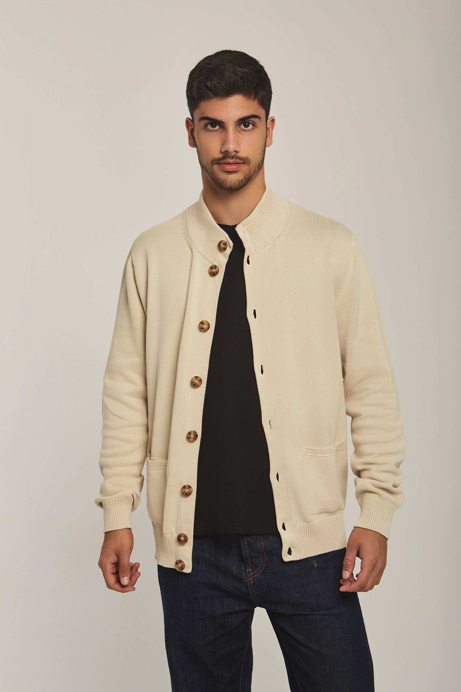 Men Regular Fit Cardigan - Beige