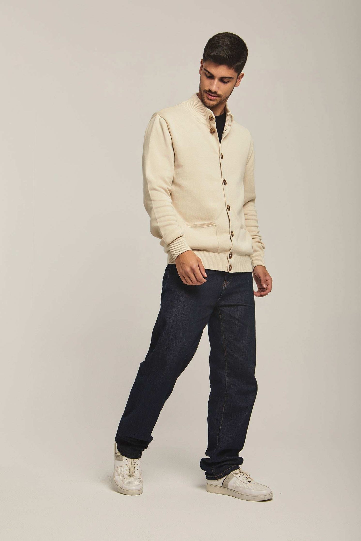 Men Regular Fit Cardigan - Beige