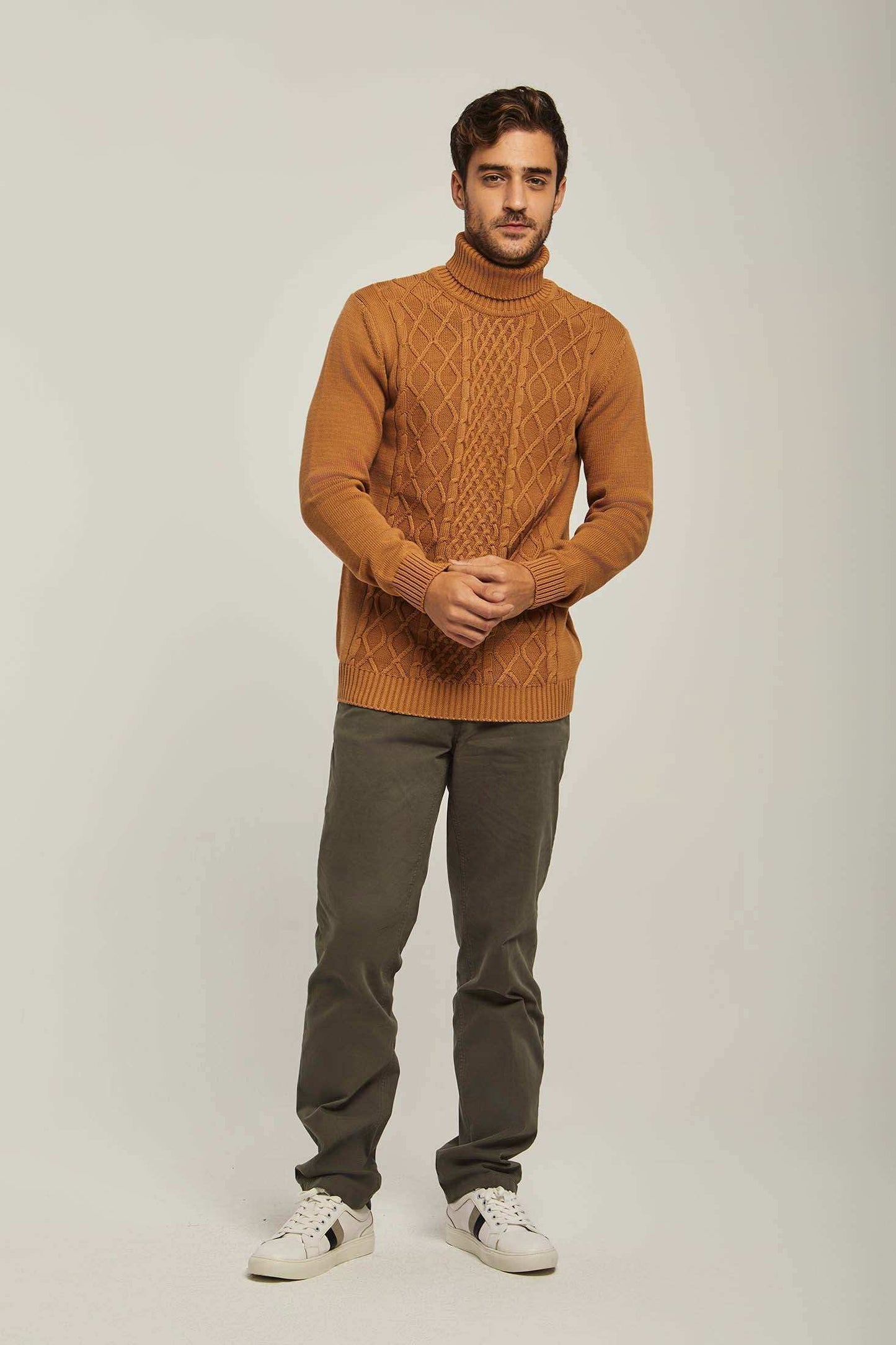 Men Regular Fit Pullover - Brown