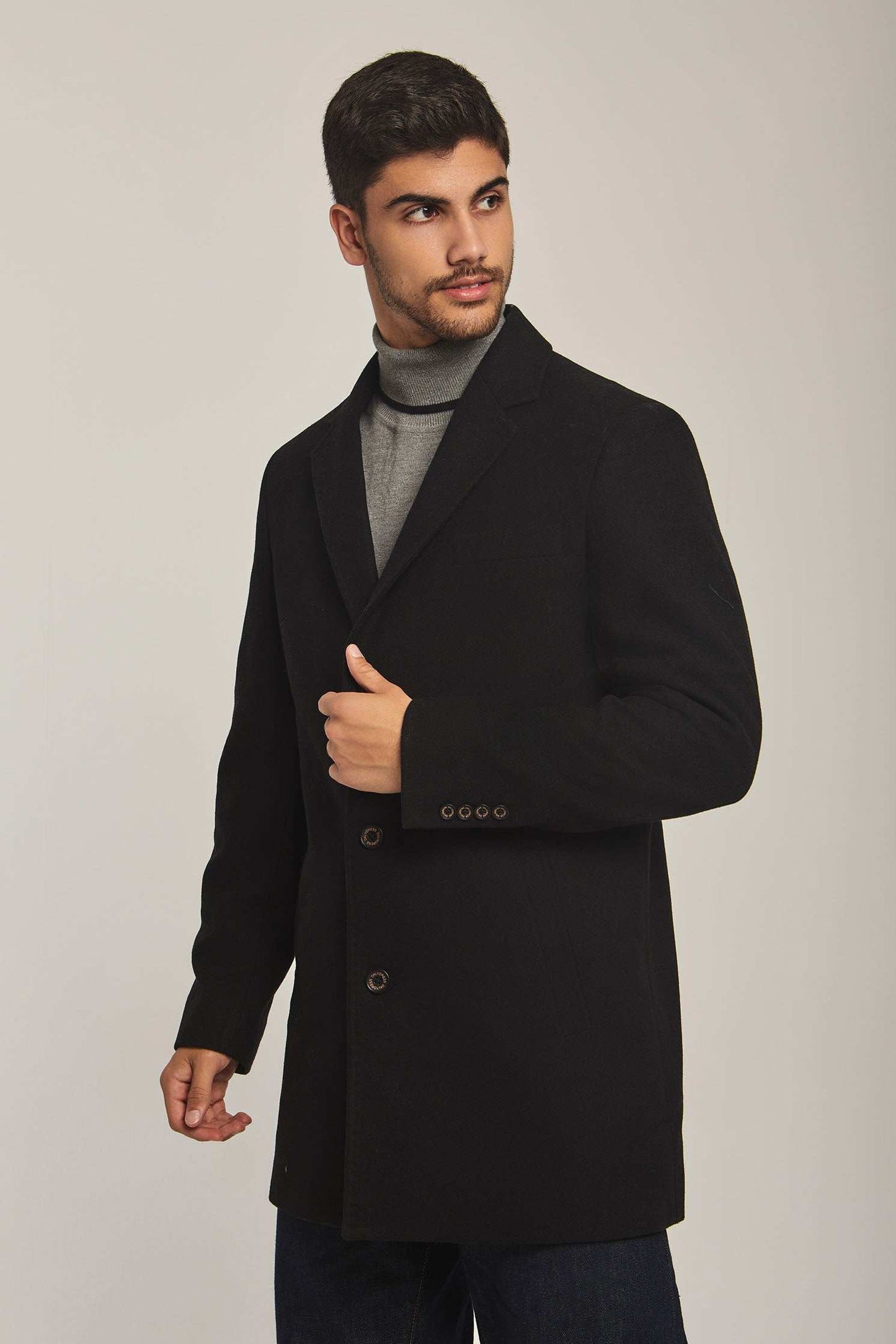 Men Regular Fit Coat - Black