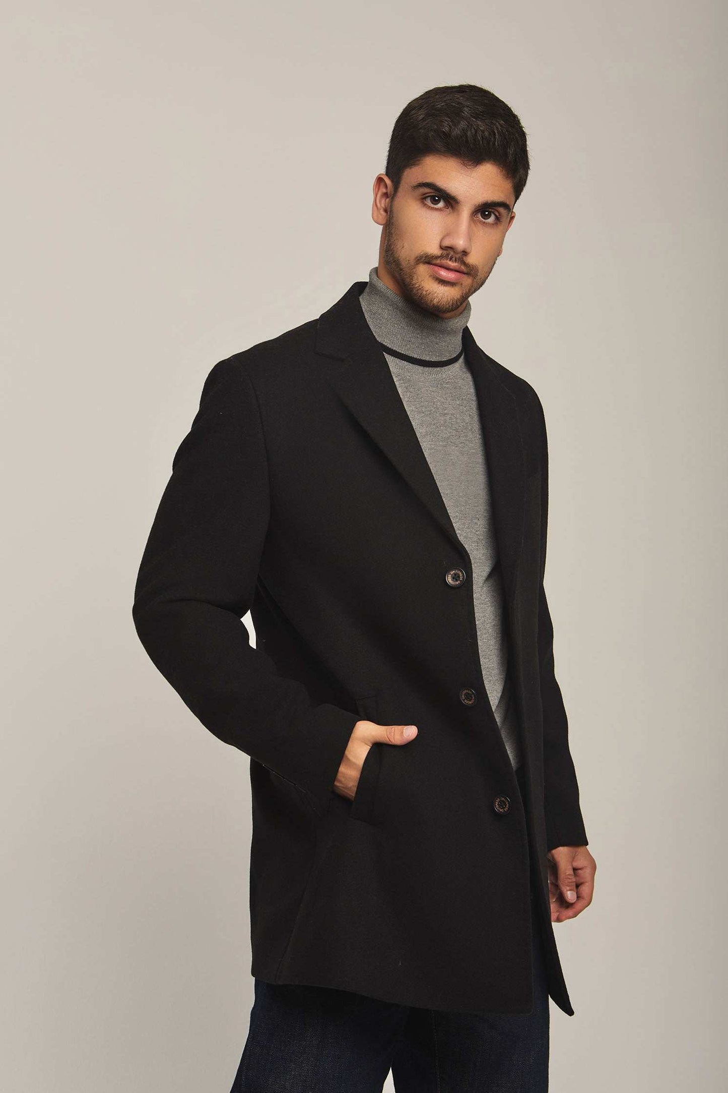 Men Regular Fit Coat - Black