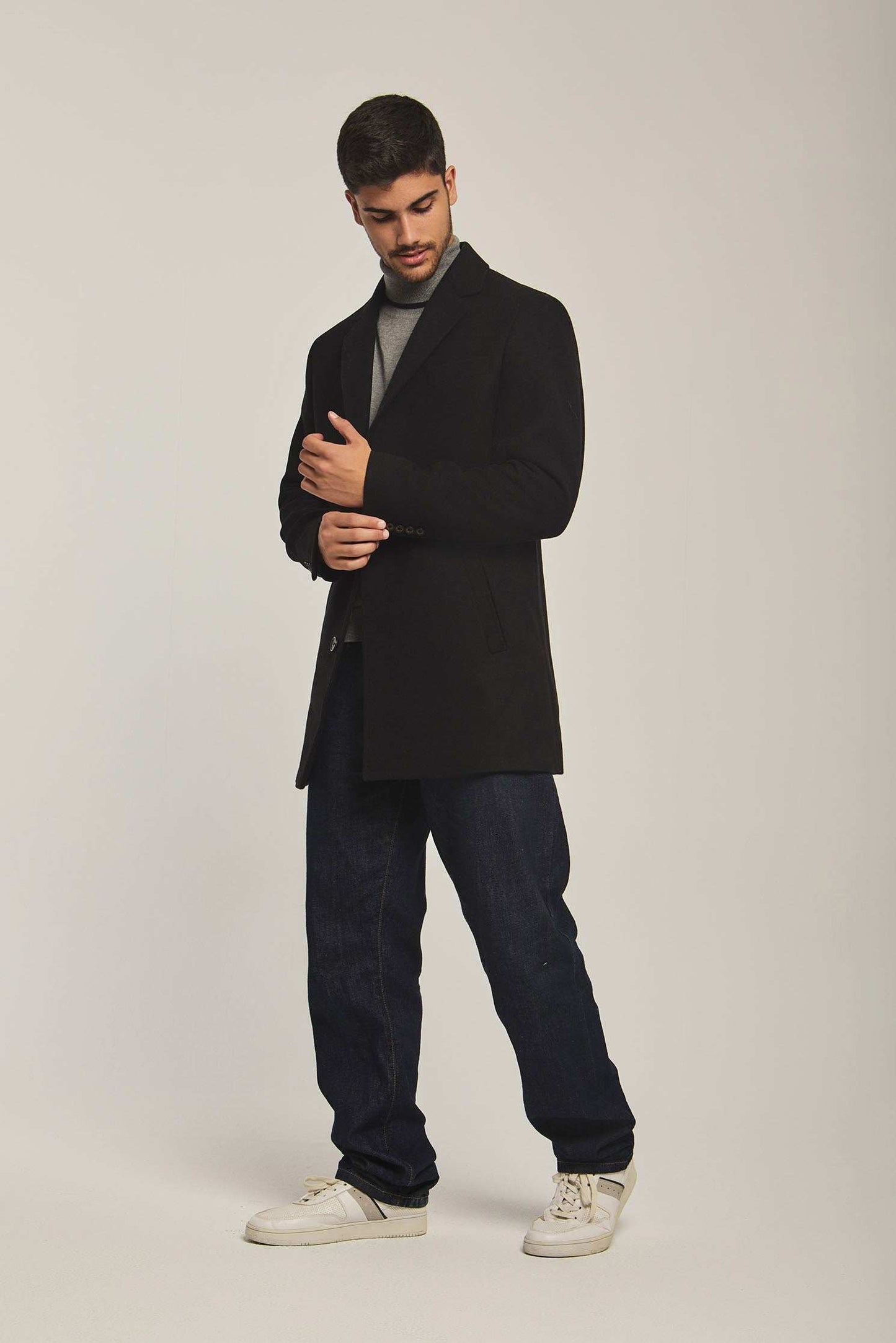 Men Regular Fit Coat - Black