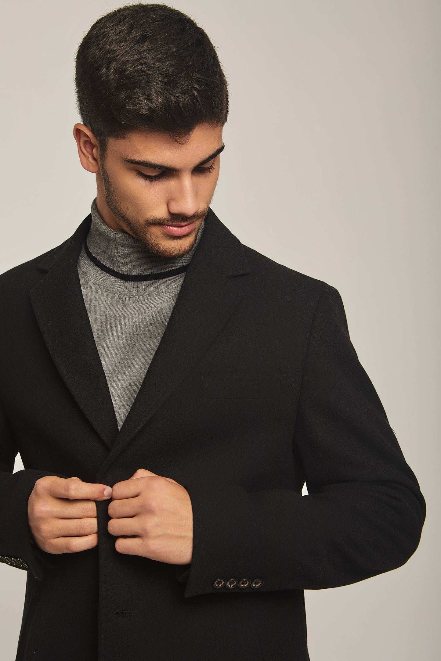 Men Regular Fit Coat - Black