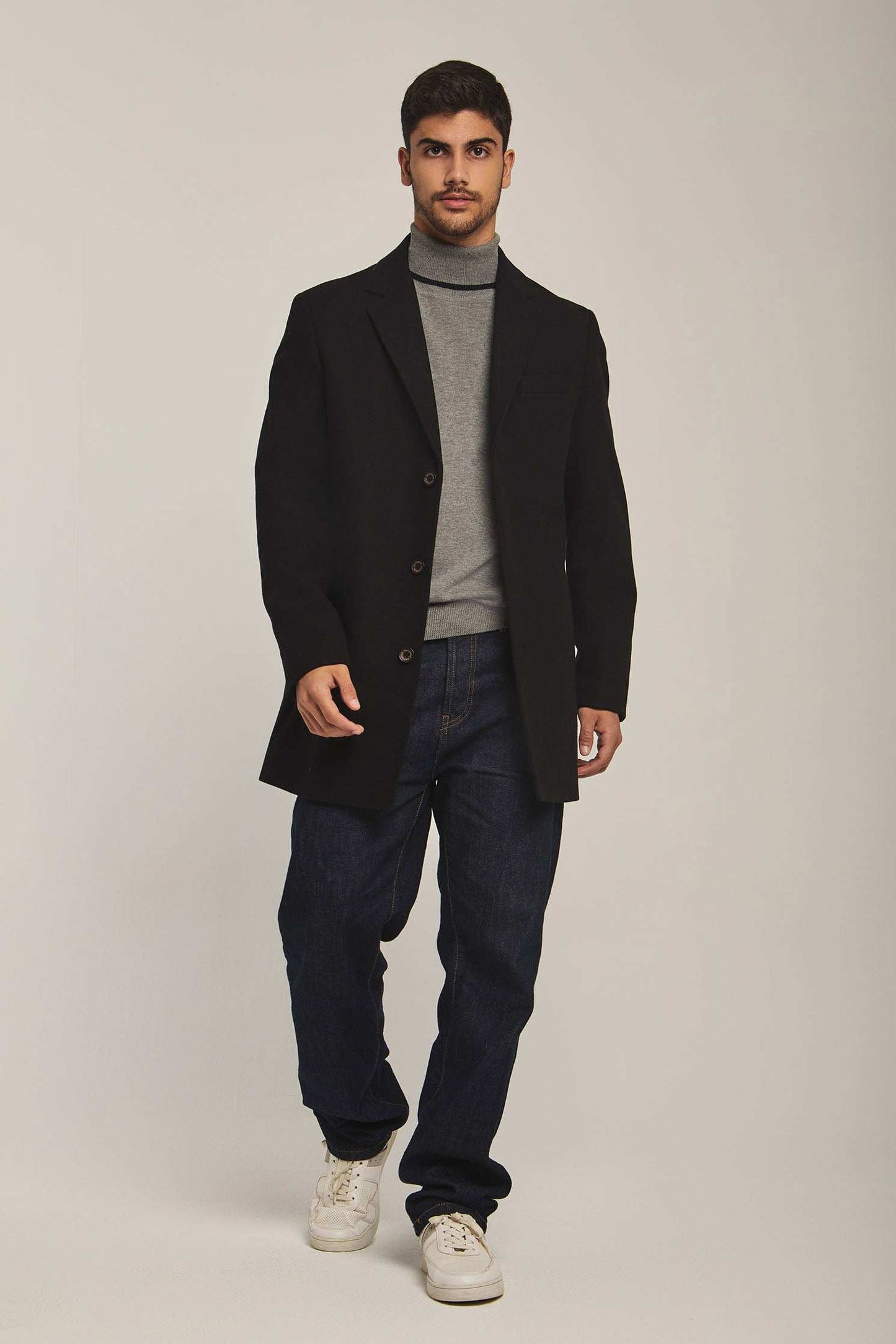 Men Regular Fit Coat - Black