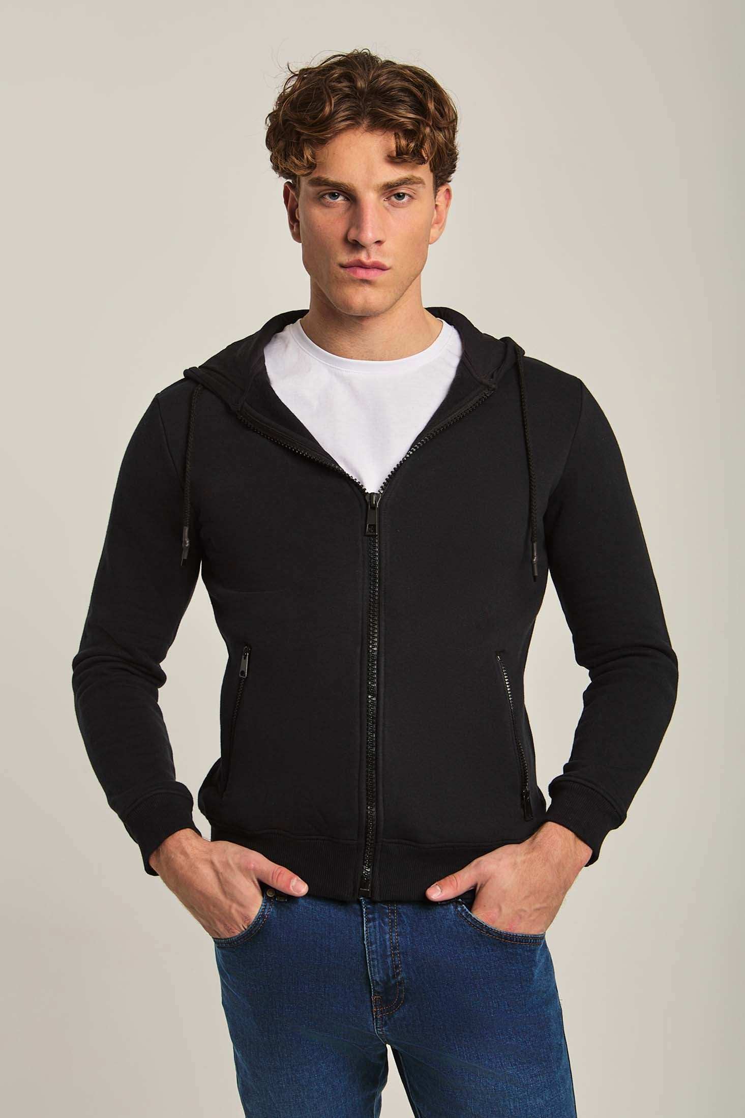 Men Regular Fit Sweat Jacket - Black